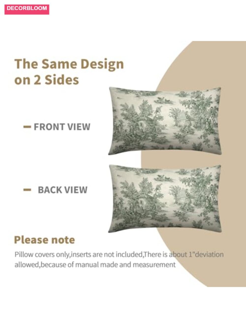 French Country Linen Lumbar Pillow Covers Set of 2, Cottage Decor - Picture 3 of 6